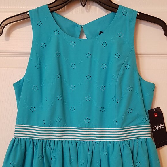NWT Chaps Ralph Lauren Girls Summer Dress ~ Turquoise ~ Sz. 14 ~ New with Tags ~ - Picture 3 of 4